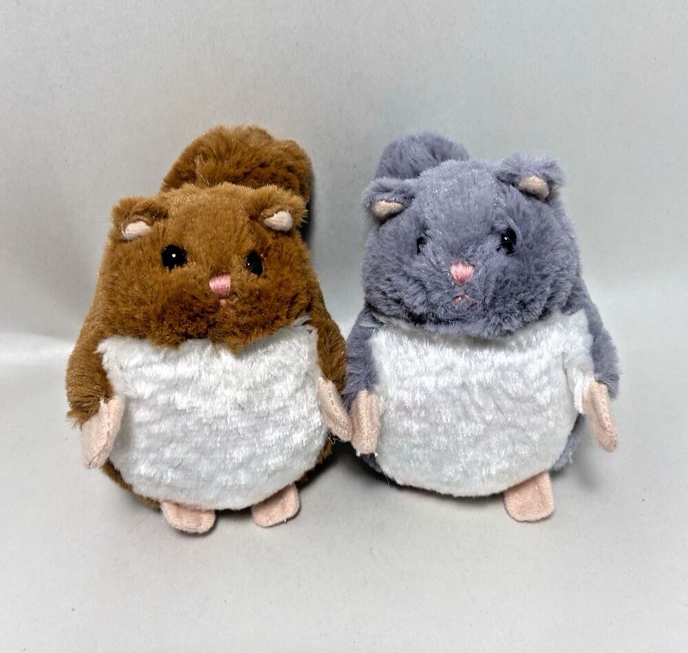 Ganz Beanbag Squirrels Lot of 2 Red and Grey Stocking Stuffers 4 inch NWOT